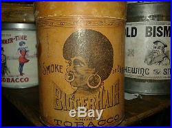 1926 Bigger Hair vintageTobacco Canister/tin Black Americana Rare w tax stamp