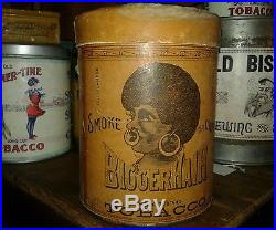 1926 Bigger Hair vintageTobacco Canister/tin Black Americana Rare w tax stamp