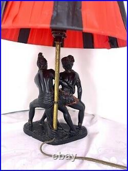 1930/40s Vintage Black Americana Chalkware Samba Dancers Lamp Mid Century Modern