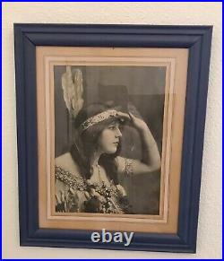 1930's Native American Woman real Photograph WHIRLING LOGS HEAD DRESS BEADED