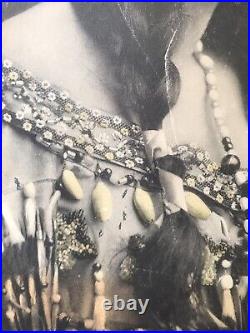 1930's Native American Woman real Photograph WHIRLING LOGS HEAD DRESS BEADED