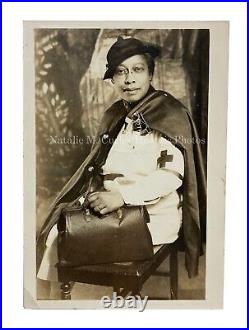 1930s African American Woman Red Cross Uniform & Medical Bag Nurse Photo