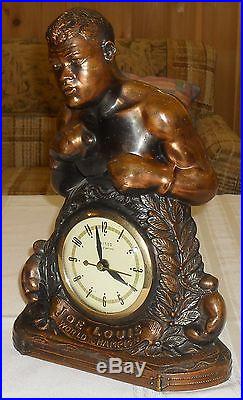 1936 Joe Louis World Champion Statue With Clock