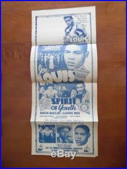 1938 SPIRIT OF YOUTH Joe Louis Boxing Movie Herald Poster Black Cast Vintage VG