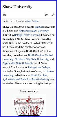 1939 HBCU NC-Shaw University President & Student-1st Black Southern University