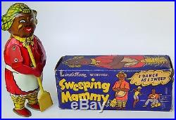 1947 Lindstrom Sweeping Mammy Tin Litho Wind Up Toy With Box #1750 8 Nos