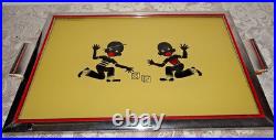 1950 Black Americana Serving Tray Chrome Reverse Painted Shooting Craps Dice