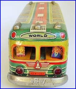 1950 Rare San Of Japan Greyhound Lines Bus Tin Litho Friction Toy 12 3/4
