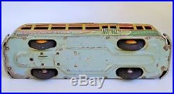 1950 Rare San Of Japan Greyhound Lines Bus Tin Litho Friction Toy 12 3/4