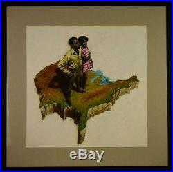 1960 The Black Americans Standing on US Map Illustration Art Oil on Board WOW