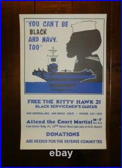 1972 Original Civil Rights & Vietnam Poster, You Can't Be Black And Navy Too