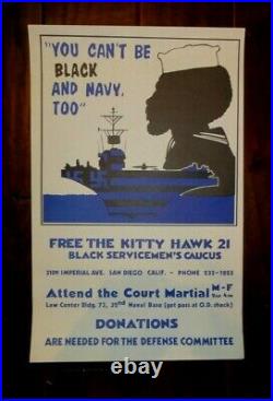 1972 Original Civil Rights & Vietnam Poster, You Can't Be Black And Navy Too