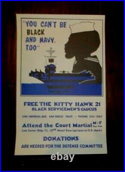 1972 Original Civil Rights & Vietnam Poster, You Can't Be Black And Navy Too