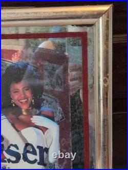 1990's Budweiser Mirrored Sign Black Americana Girls RARE ADVERTISING VTG RETRO
