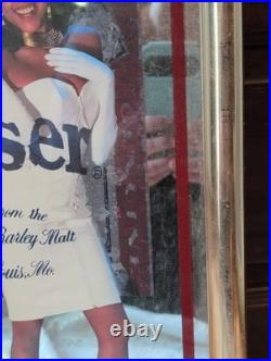 1990's Budweiser Mirrored Sign Black Americana Girls RARE ADVERTISING VTG RETRO