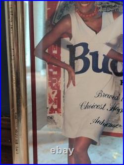 1990's Budweiser Mirrored Sign Black Americana Girls RARE ADVERTISING VTG RETRO