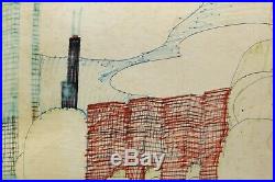 1997 Wesley Willis It's The Shore Line Pen & Ink on Poster Chicago Outsider Art