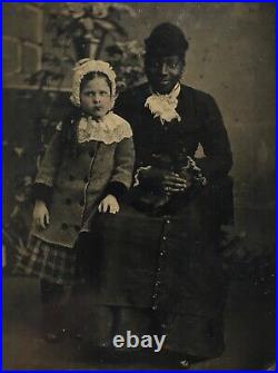 19th Century Occupational Tintype African American Black Nanny with White Child
