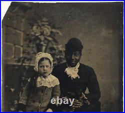 19th Century Occupational Tintype African American Black Nanny with White Child