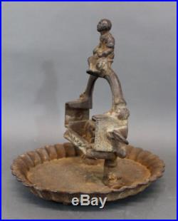 19thC Antique American Folk Art Black Boy Shoe Shine Cast Iron Boot Scraper