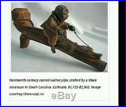 $2,200@CHRISTIES 1800's South Carolina Black Americana Folk Art Handcarved Pipe