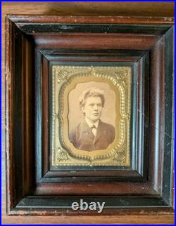 2 Framed Antique Daguerreotype Photos Marshall Fields Victorian Man & Woman Chi