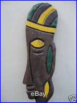2 MID Century Witco Carved Wood Tiki Figures Shag Josh Agle