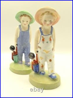 2 Rare Royal Doulton Figurines Black Americana Bunnykins Pajamas