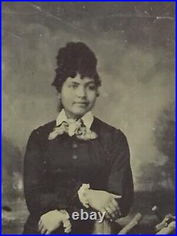 2 XXX RARE EARLY 1800's Tintype 1800 AFRICAN AMERICAN LADY NAME SU BENNY PHOTO