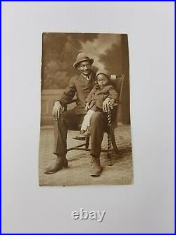 20th Century AZO Postcard African American Male and Child