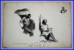 3 Antique Harry Burne Black Americana Colliers & Boys Life Illustration Painting