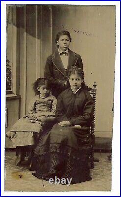 3 Middle Class Black African American Children Teenagers And Girl Tintype Photo