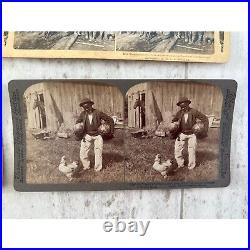 4 Stereoview Cards Black Americana 1895 1901 USA Stereo Card