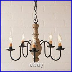 5-Arm Lancaster Wood Chandelier in Americana Pearwood
