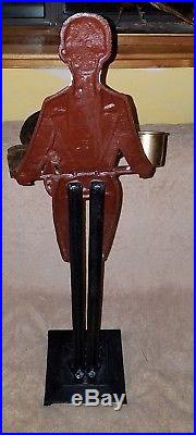 AFRICAN AMERICAN Cast Iron CIGARETTE BUTLER/SMOKING STAND Black Americana GREAT