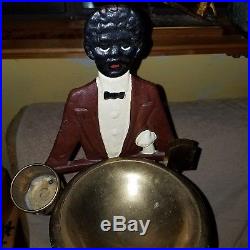 AFRICAN AMERICAN Cast Iron CIGARETTE BUTLER/SMOKING STAND Black Americana GREAT