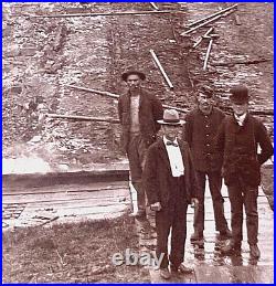 AFRICAN AMERICAN MAN & U. S. INDIAN WARS SOLDIER POSE IN BURNED TOWN PHOTO c1896