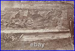 AFRICAN AMERICAN MAN & U. S. INDIAN WARS SOLDIER POSE IN BURNED TOWN PHOTO c1896