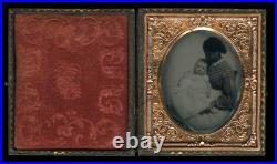 AFRICAN AMERICAN NURSE HOLDING WHITE BABY Pre CIVIL WAR PHOTO RARE Antique Slave