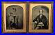 AMERICAN COWBOY DOUBLE QUARTER PLATE AMBROTYPE OF SAME GENTLEMAN c1860's