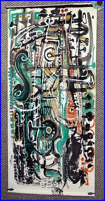 ANDREW TURNER 6' Green Modern Musical Abstract Painting Africa American Signed