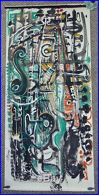 ANDREW TURNER 6' Green Modern Musical Abstract Painting Africa American Signed