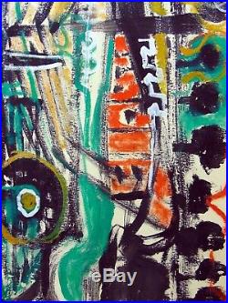 ANDREW TURNER 6' Green Modern Musical Abstract Painting Africa American Signed