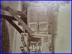 ANTIQUE 1870s CASKETS COFFINS BOTTOM UP POSTER FOLK ART BOW NH STEREOVIEW PHOTO