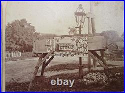 ANTIQUE 1870s CASKETS COFFINS BOTTOM UP POSTER FOLK ART BOW NH STEREOVIEW PHOTO