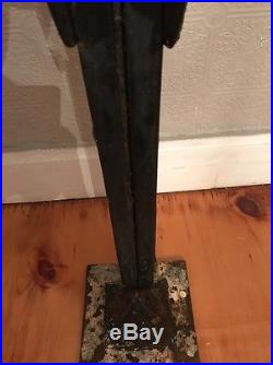 Antique Black Americana Cast Iron Statue Smoking Stand Old Butler Ashtray 35