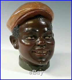 Antique Black Americana J Maresch Bernard Bloch Ceramic Pottery Jockey Boy Bank