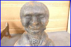 Antique Cast Iron Figural Black Americana Andirons Aunt Jemima Mammy & Mose