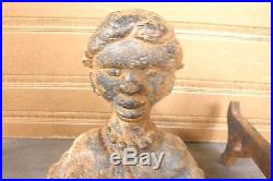 Antique Cast Iron Figural Black Americana Andirons Aunt Jemima Mammy & Mose