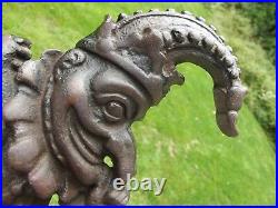 ANTIQUE DOOR STOP folk art JOKER & DOG old CAST IRON jester rare ESTATE SALE